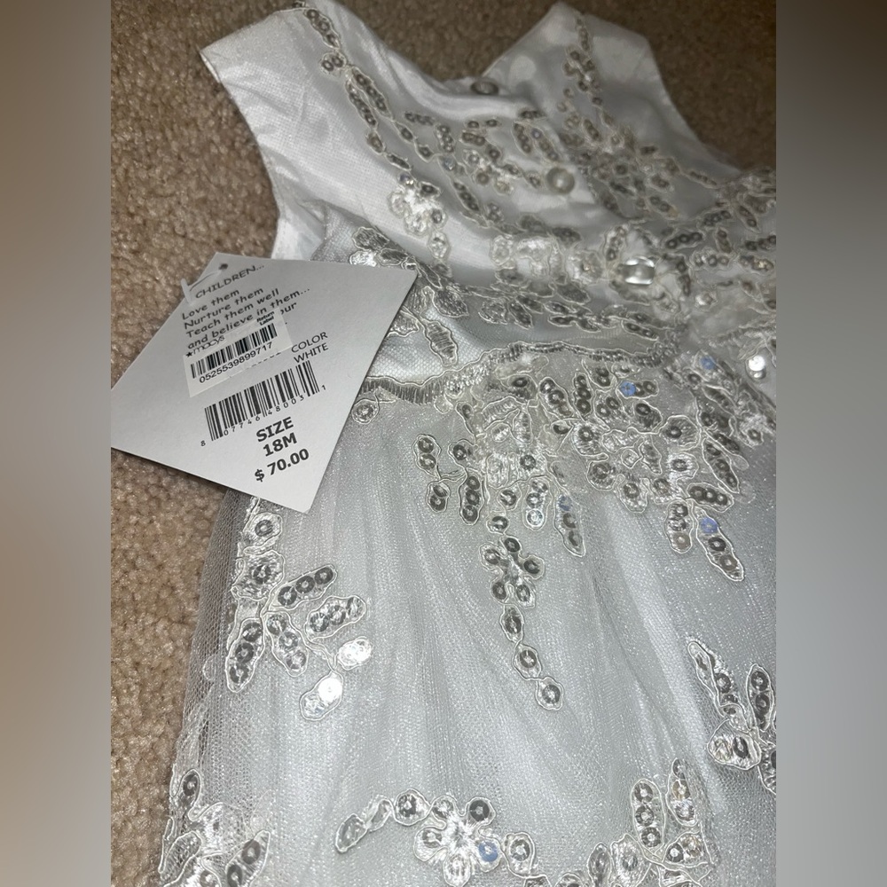 Blueberi 18M childrens white dress with sequins and lace - Picture 5 of 8